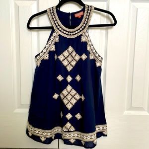 Satire Embroidered Sleeveless Blouse - Size XS